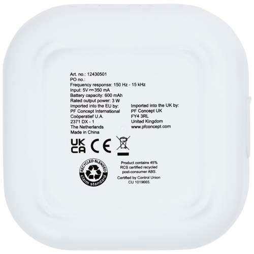 Minialtavoz Bluetooth® de plástico reciclado 2.0 de 3 W con certificación RCS Stark
