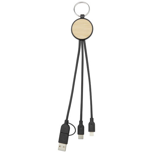 Cable de carga 6 en 1 de plástico reciclado/bambú con llavero Tecta