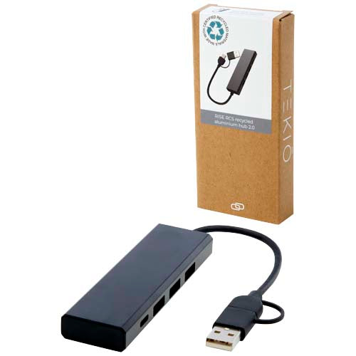 Hub USB 2.0 de aluminio reciclado con certificación RCS
