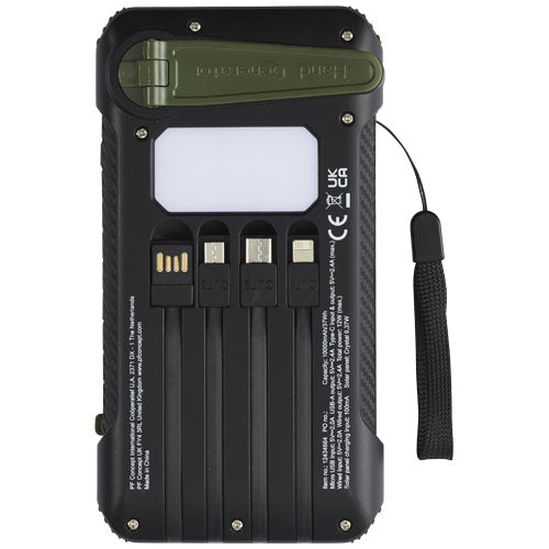 Batería externa de dinamo solar en plástico reciclado de 10 000 mAh con certificación RCS Soldy
