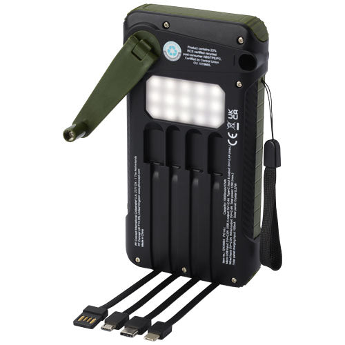 Batería externa de dinamo solar en plástico reciclado de 10 000 mAh con certificación RCS Soldy