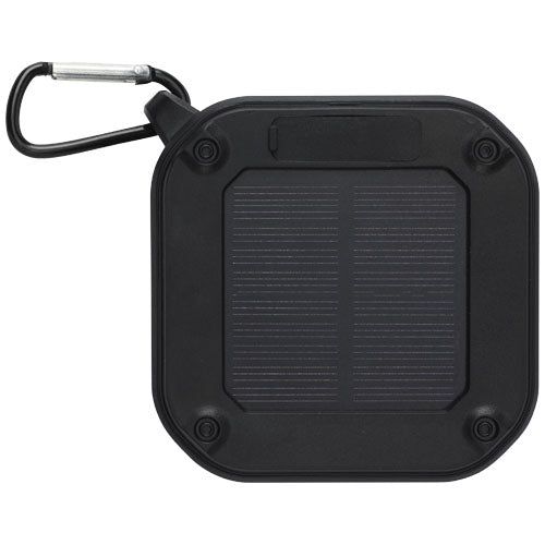 Altavoz solar Bluetooth IPX5 de 3W con mosquetón en plástico reciclado con certificación RCS Solo