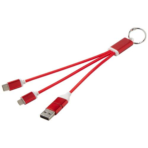 Cable de carga 4 en 1 de aluminio reciclado con llavero