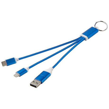Cable de carga 4 en 1 de aluminio reciclado con llavero