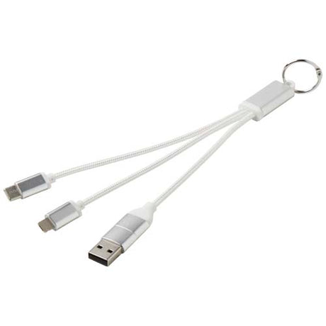 Cable de carga 4 en 1 de aluminio reciclado con llavero