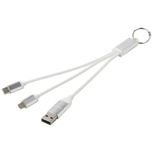Cable de carga 4 en 1 de aluminio reciclado con llavero
