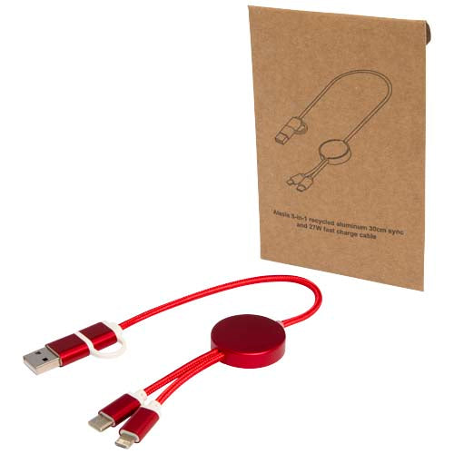 Cable 5 en 1 de aluminio y plástico reciclado de 30 cm para sincronización de datos y carga rápida de 27 W
