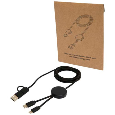 Cable 5 en 1 de plástico reciclado de 150 cm para sincronización de datos y carga rápida de 27 W