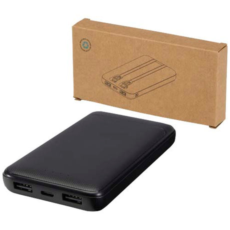 Batería externa de plástico reciclado de 10 000 mAh y 10 W con 2 cables integrados
