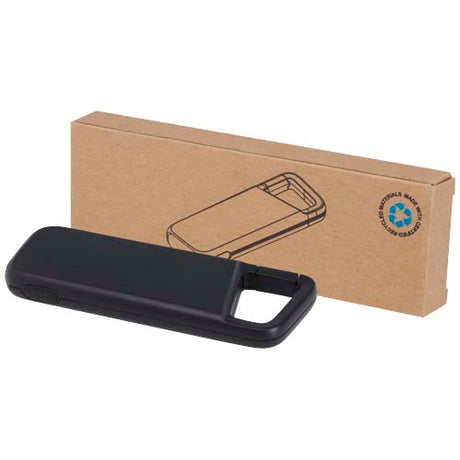 Batería externa de 5000 mAh y 12 W de plástico reciclado resistente al agua con mosquetón