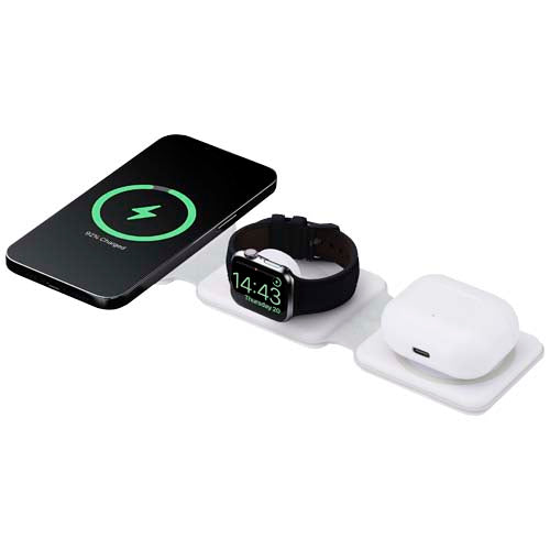 Cargador inalámbrico plegable 3 en 1 de 15 W de plástico reciclado