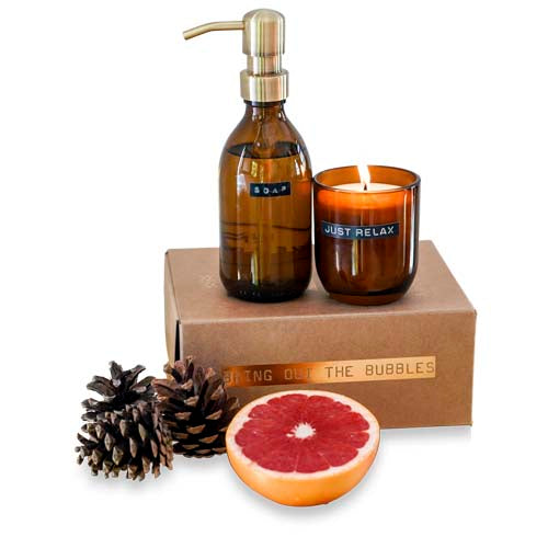 Dispensador de jabón de manos de 250 ml y juego de velas perfumadas de 150 g con fragancia de bambú