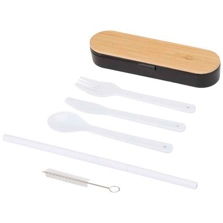 Set de cubiertos con tapa de bambú