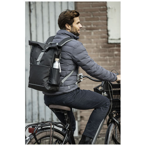 Bolsa enrollable para bicicleta resistente al agua de material reciclado GRS de 15" y 20 L Aqua