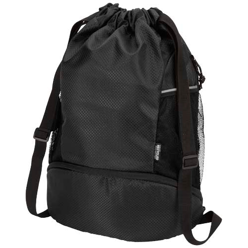 Bolsa deportiva de 18 L con cordón y compartimento inferior de material reciclado con certificado GRS