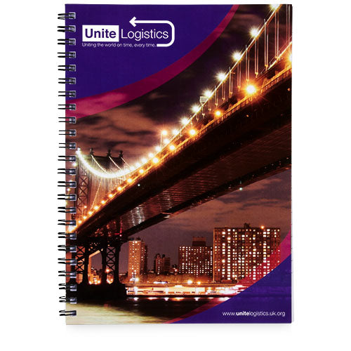 Cuaderno con espiral A5 con cubierta impresa Desk-Mate®