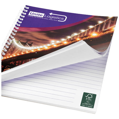 Cuaderno con espiral A4 con cubierta trasera impresa Desk-Mate®