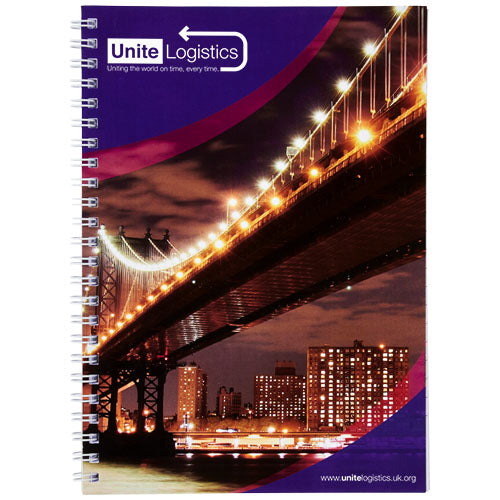 Cuaderno con espiral A4 con cubierta trasera impresa Desk-Mate®