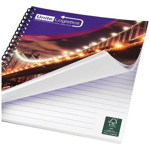 Cuaderno con espiral A4 con cubierta trasera impresa Desk-Mate®