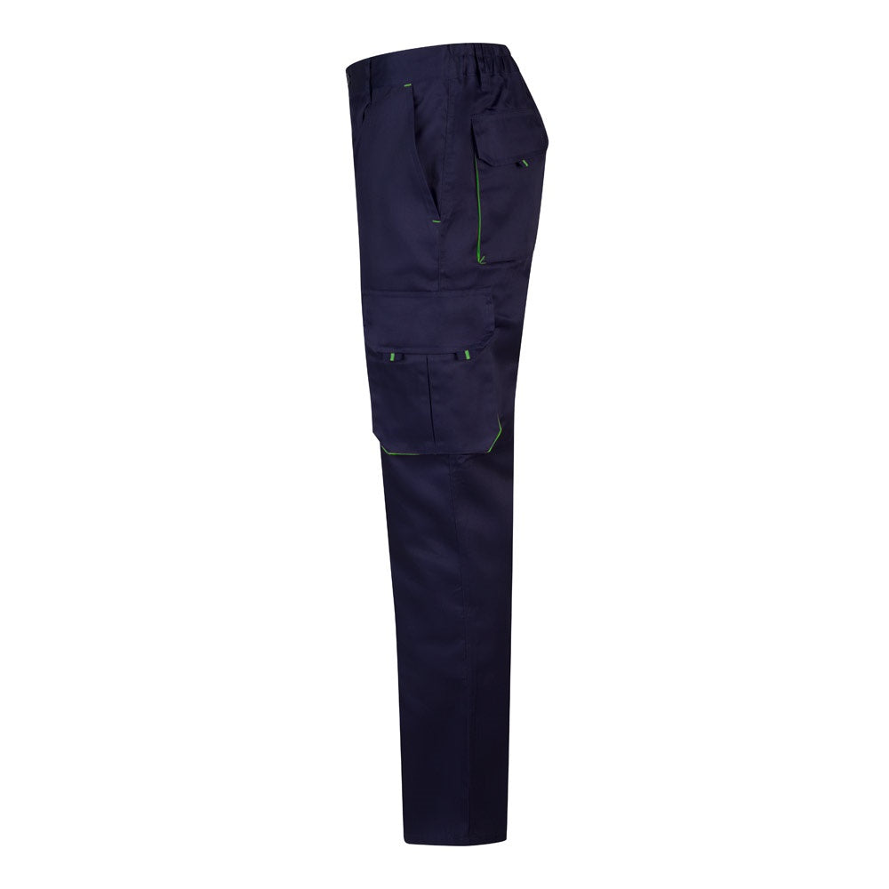 Pantalón de sarga multibolsillos bicolor