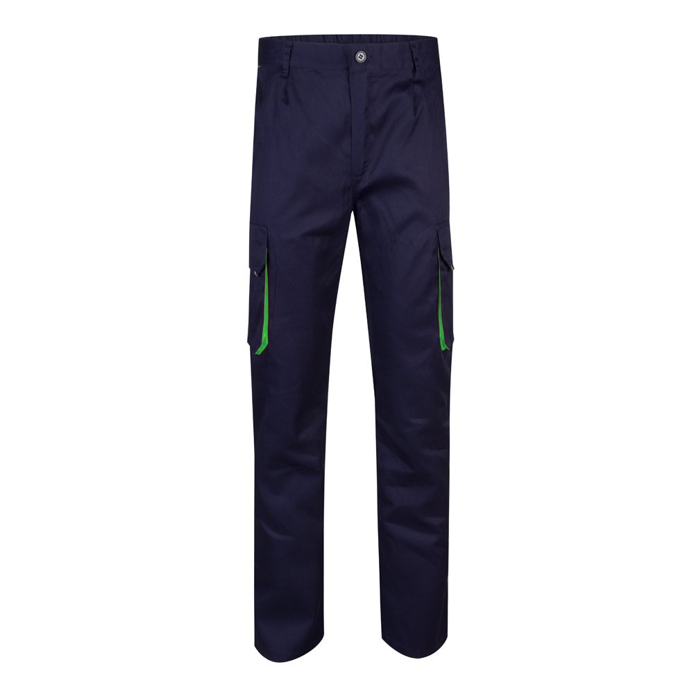 Pantalón de sarga multibolsillos bicolor