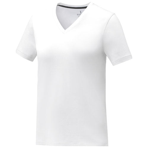 Camiseta de manga corta y cuello en V para mujer