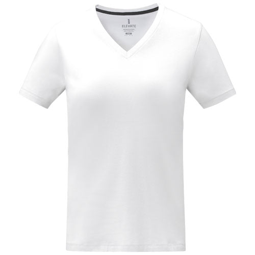 Camiseta de manga corta y cuello en V para mujer
