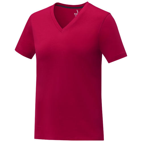 Camiseta de manga corta y cuello en V para mujer
