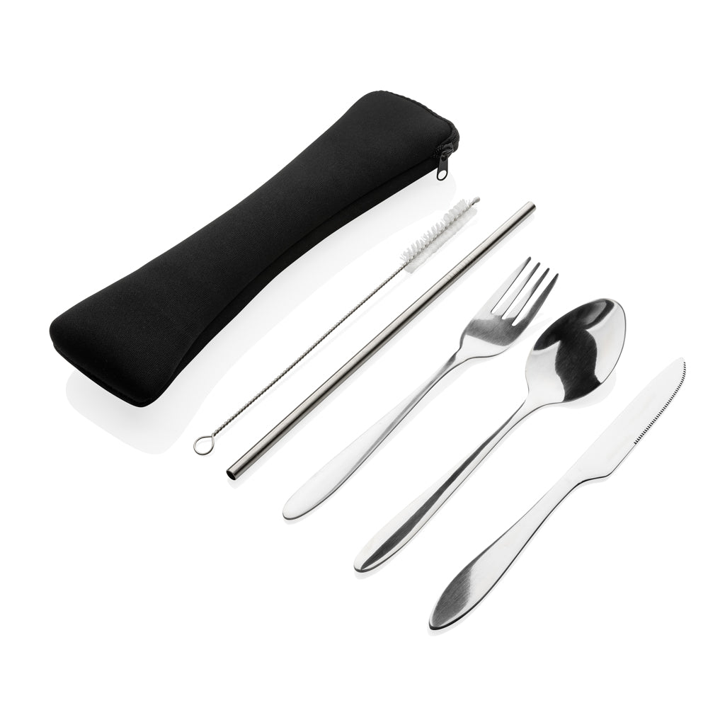 Set de cubiertos reutilizables acero