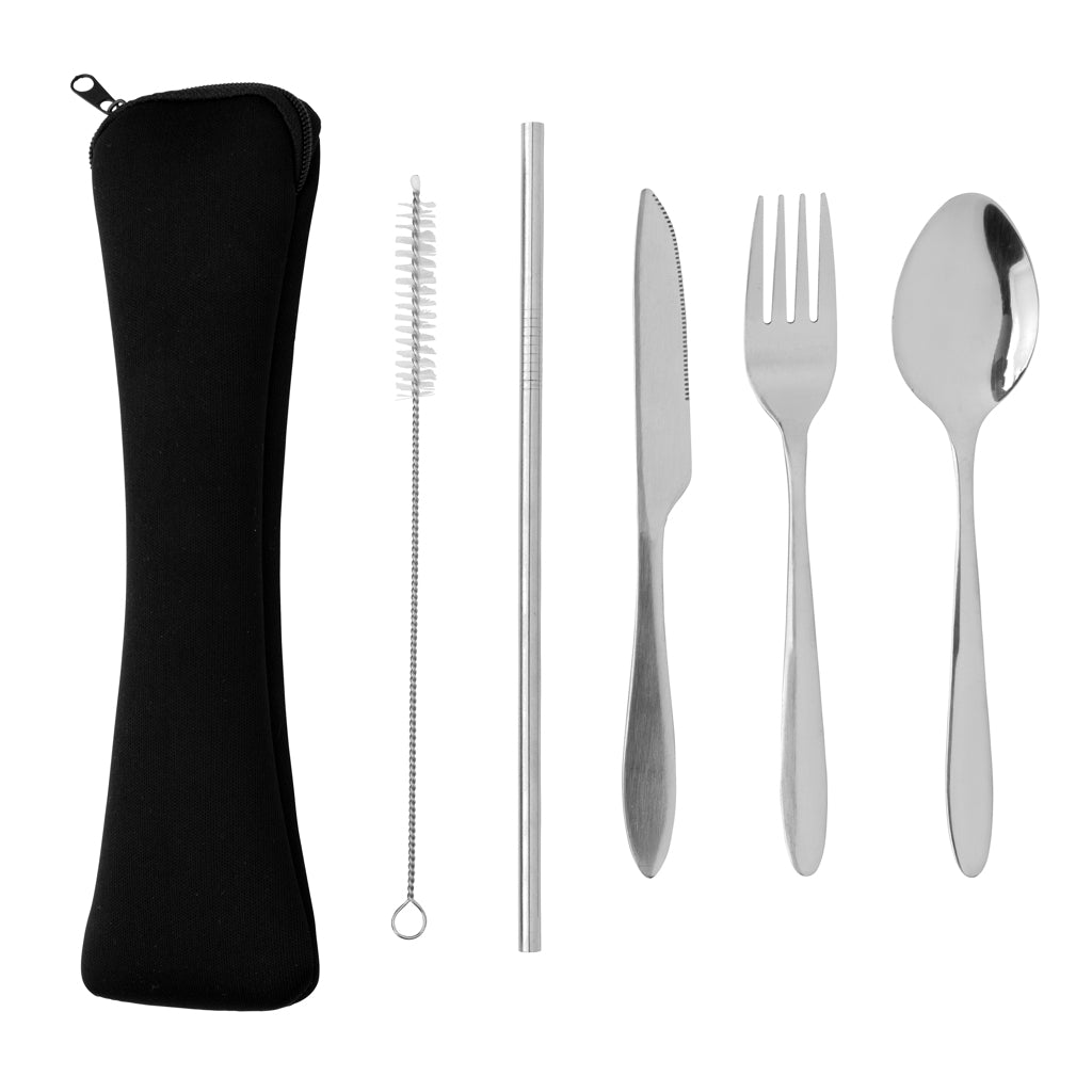Set de cubiertos reutilizables acero