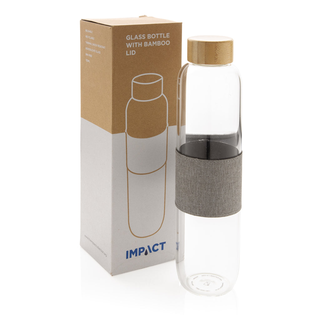 Botella Impact de vidrio de borosilicato con bambú